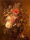Johan Laurentz Jensen Famous Paintings - A Still Life with Flowers in a Greek Vase